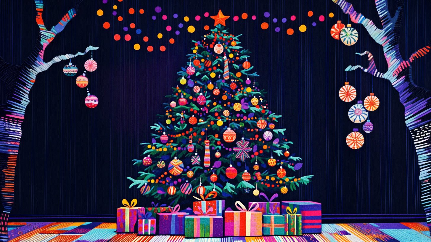 a decorated christmas tree with presents