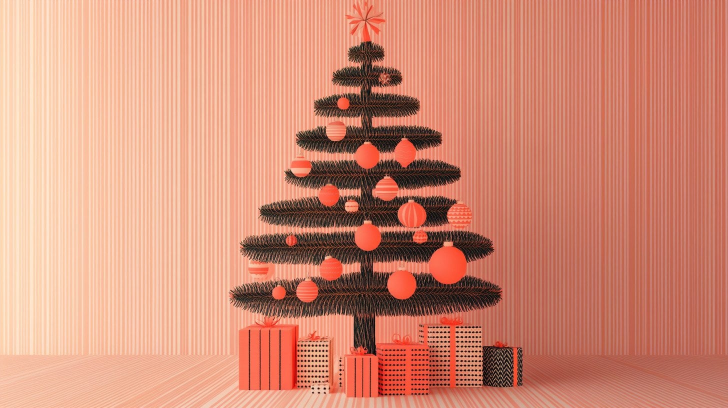 a tree with presents in front of it
