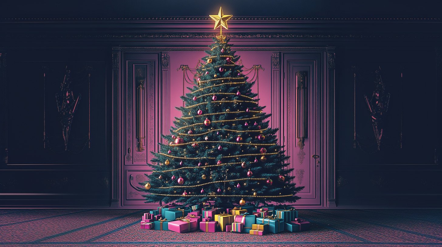 a christmas tree with presents