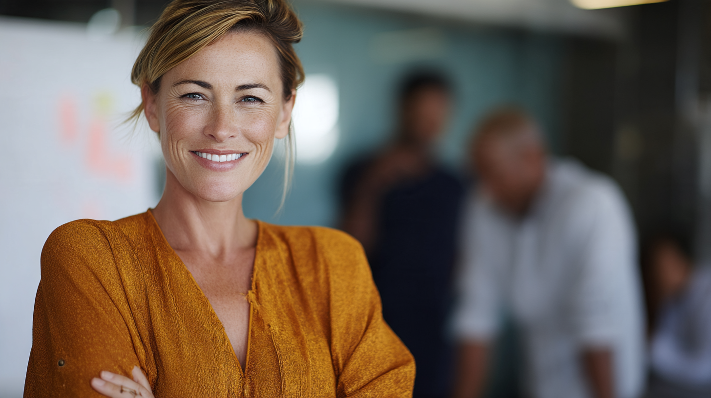 Smiling woman in a professional setting.