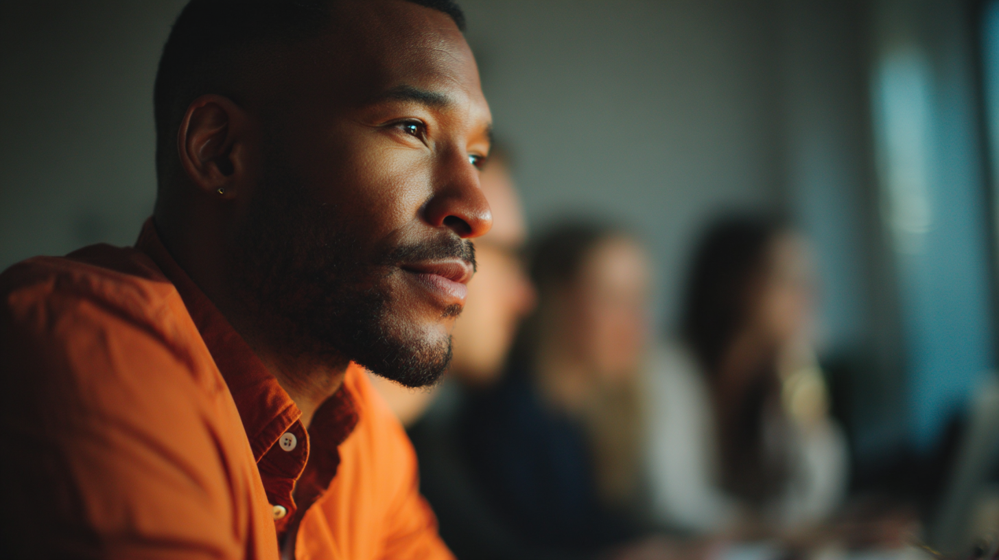 Thoughtful man in a meeting setting