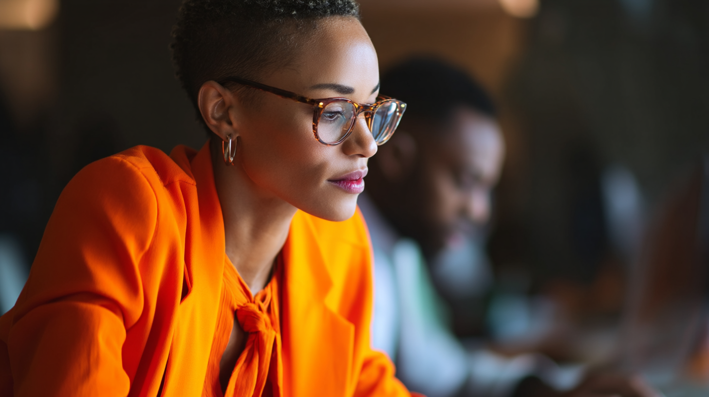 Person in bright orange jacket working.