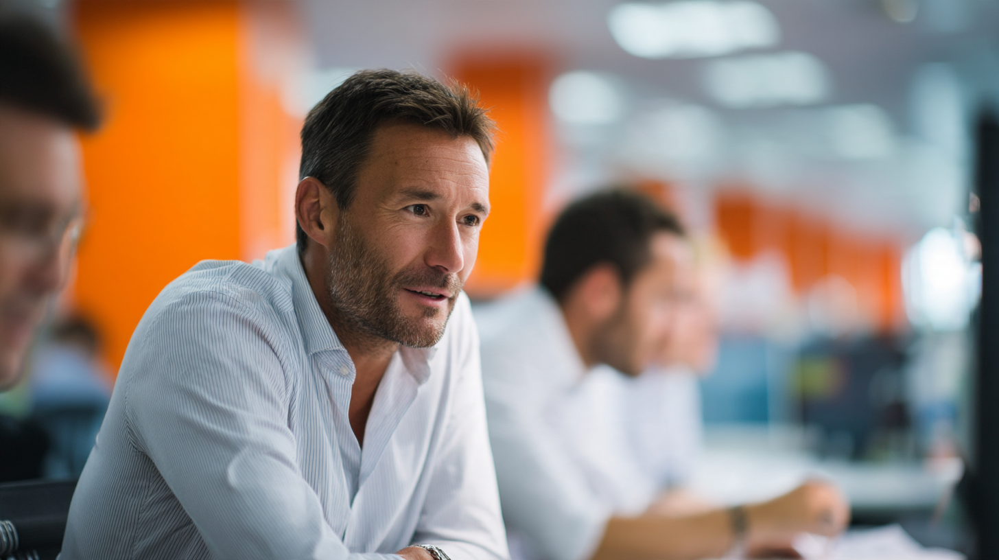 Man focused in modern office environment