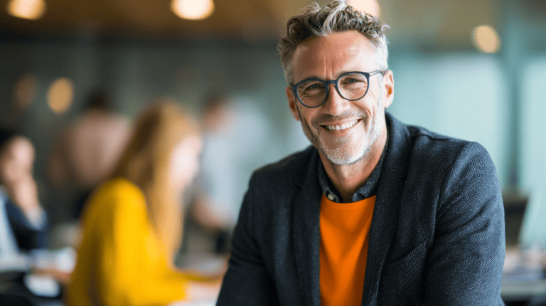 Smiling man in a professional setting.