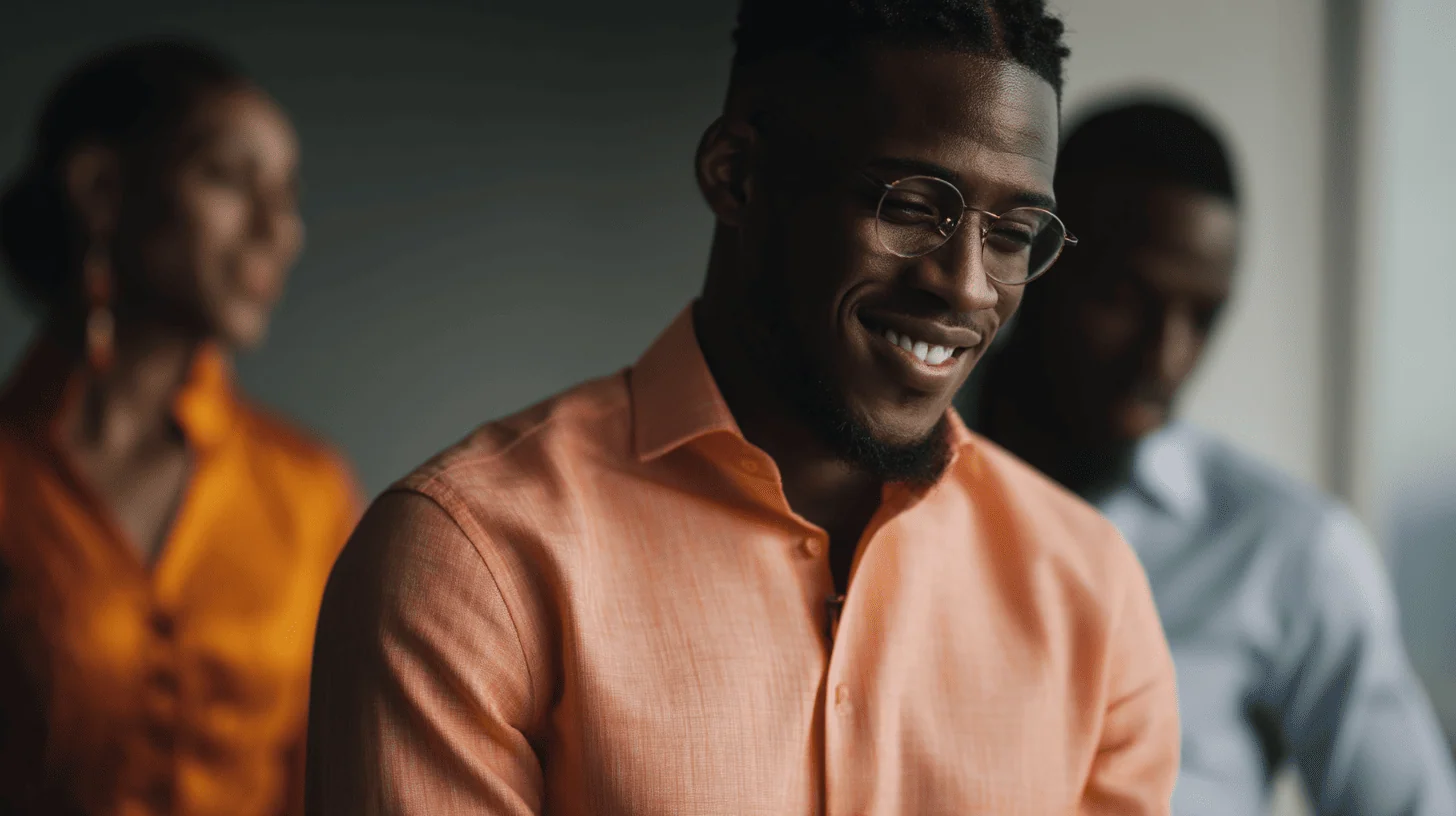 Three individuals in professional attire.