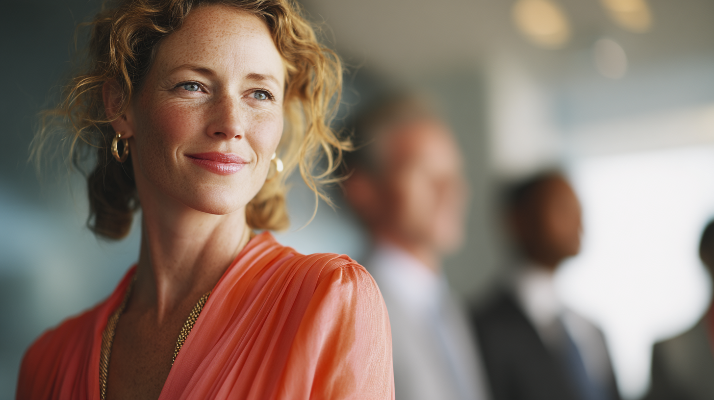 Business professionals in a modern setting.