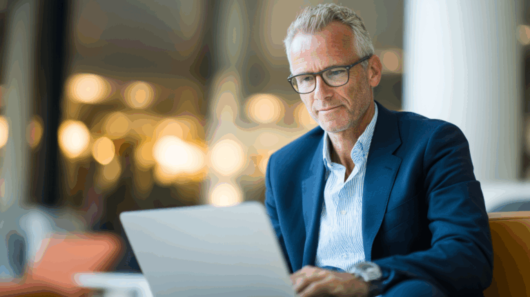 Professional man working on laptop