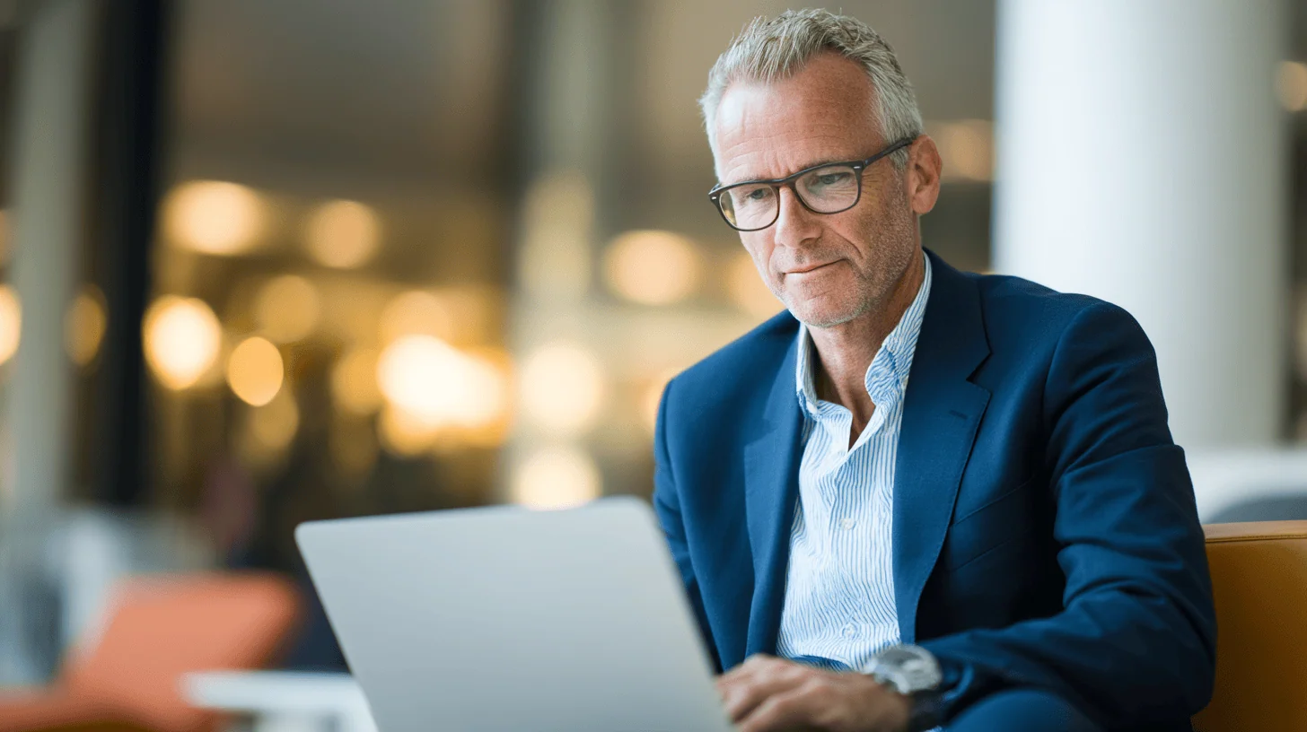 Professional man working on laptop