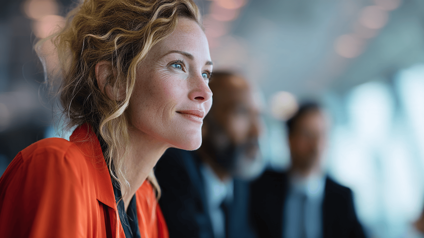 Smiling woman in a professional setting.