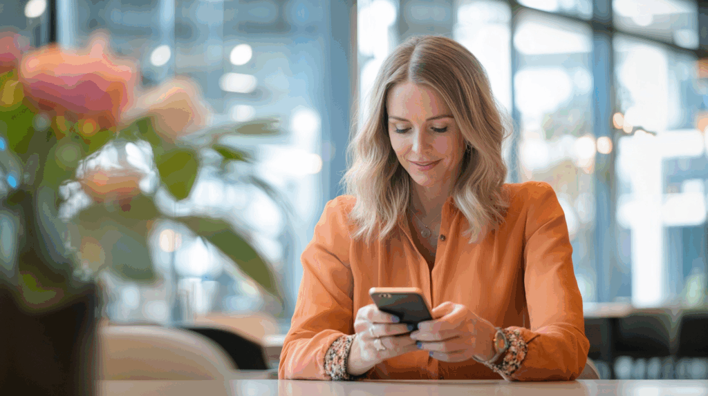 a woman looking at her phone