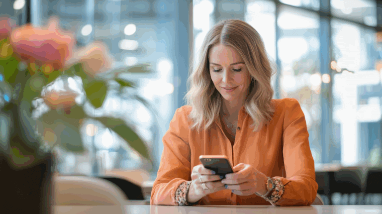 a woman looking at her phone