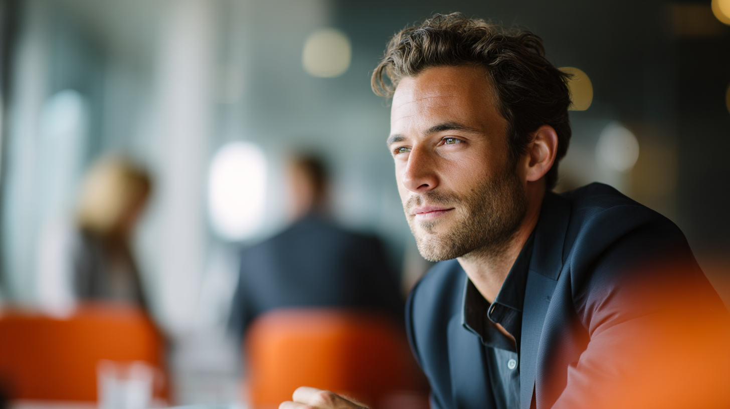 Business meeting in a modern setting.