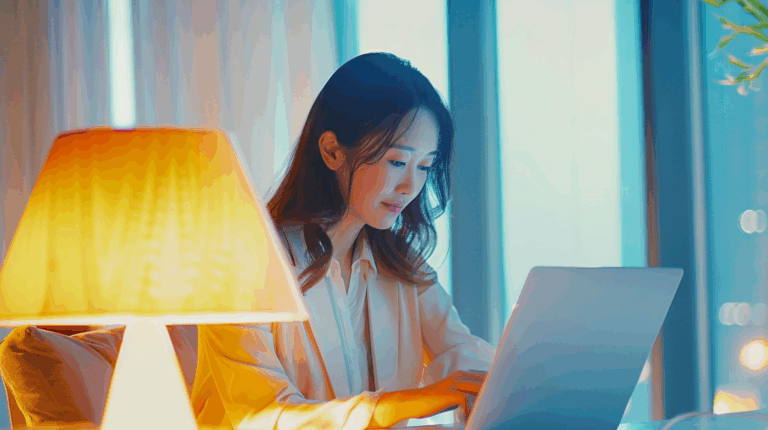 a woman using a laptop