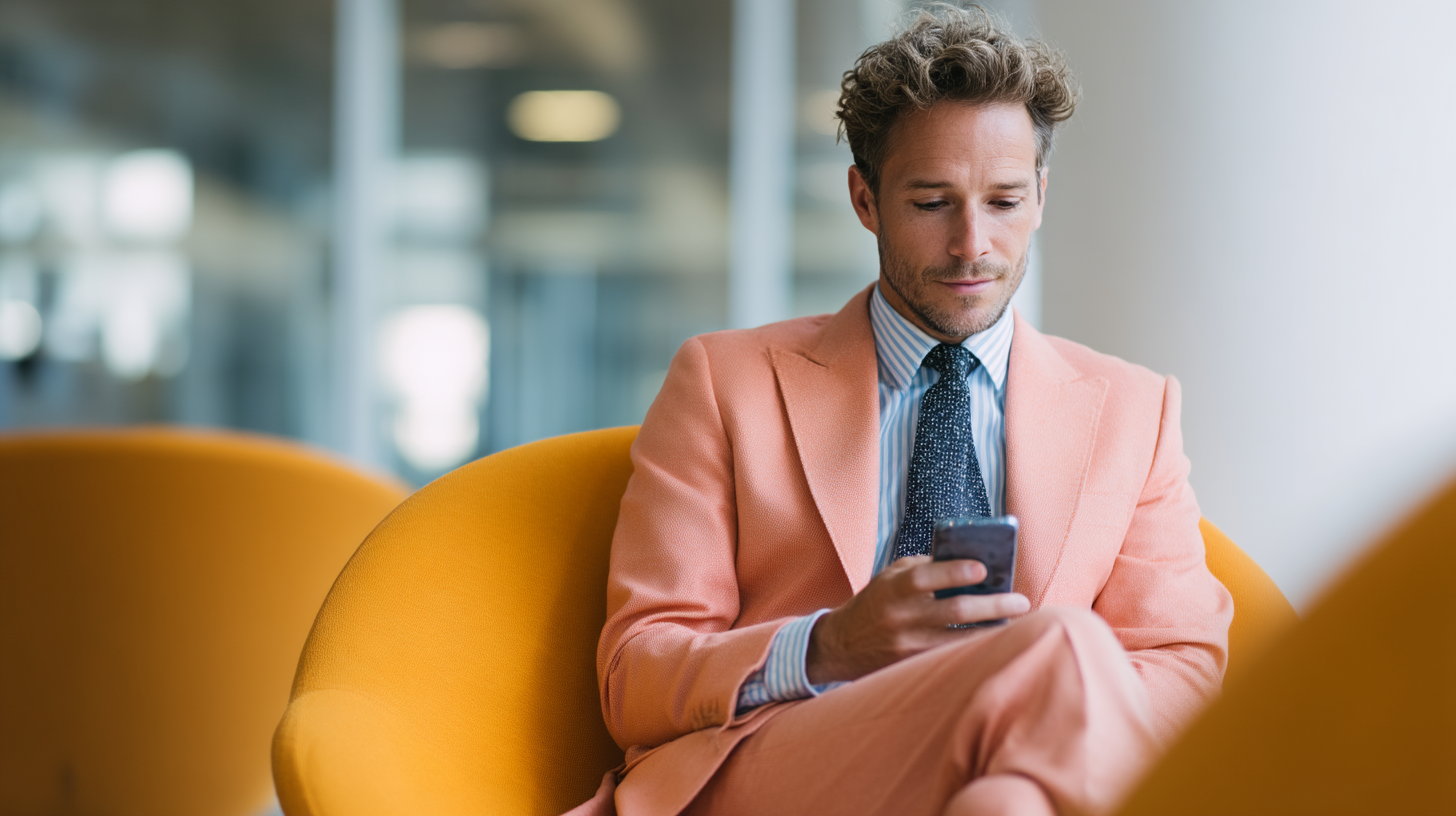 A marketing executive tracking his company's AI search performance on a mobile phone