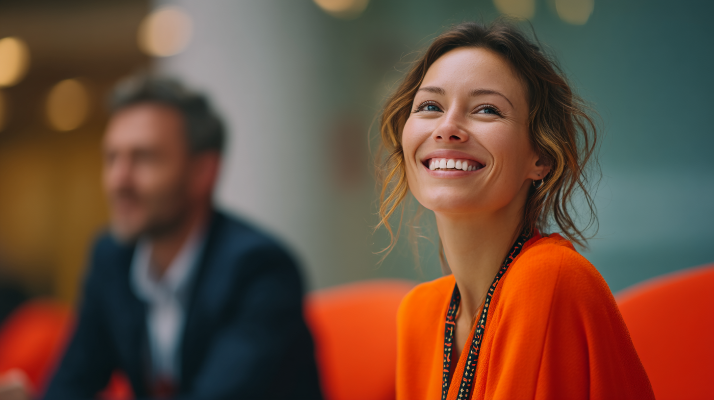 Two people in a blurred background
