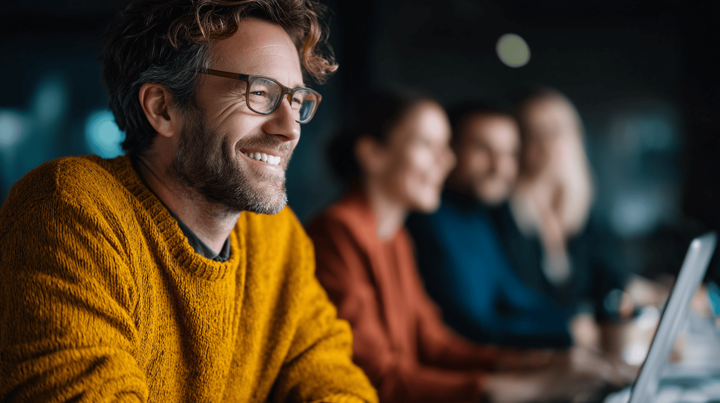 People engaged in a business meeting.