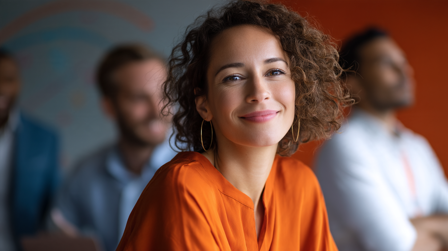 Smiling woman in a professional setting.