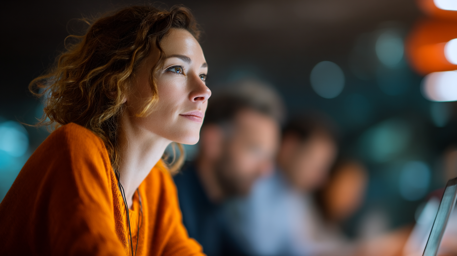 Thoughtful woman in a creative environment