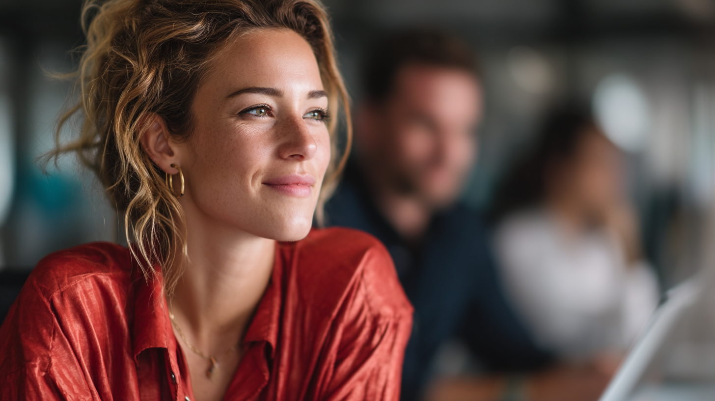 Smiling woman in a professional setting.