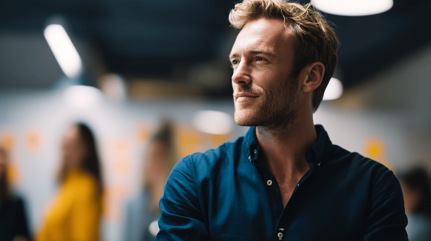 a man looking away from the camera