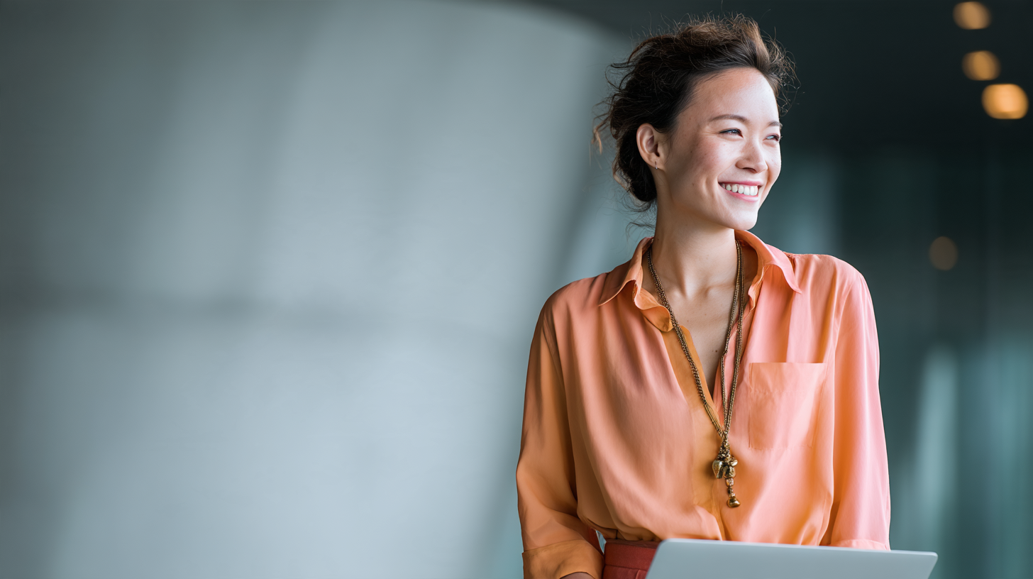 Smiling woman in a professional setting.