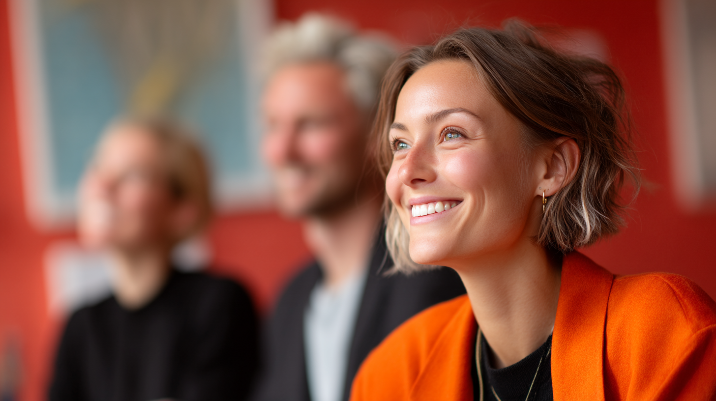 Group discussion in a vibrant setting.