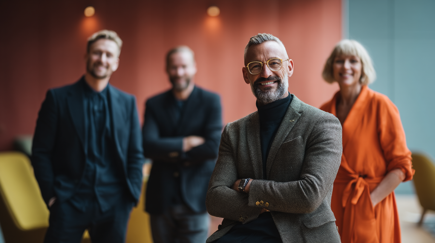 Group of people in a modern setting.