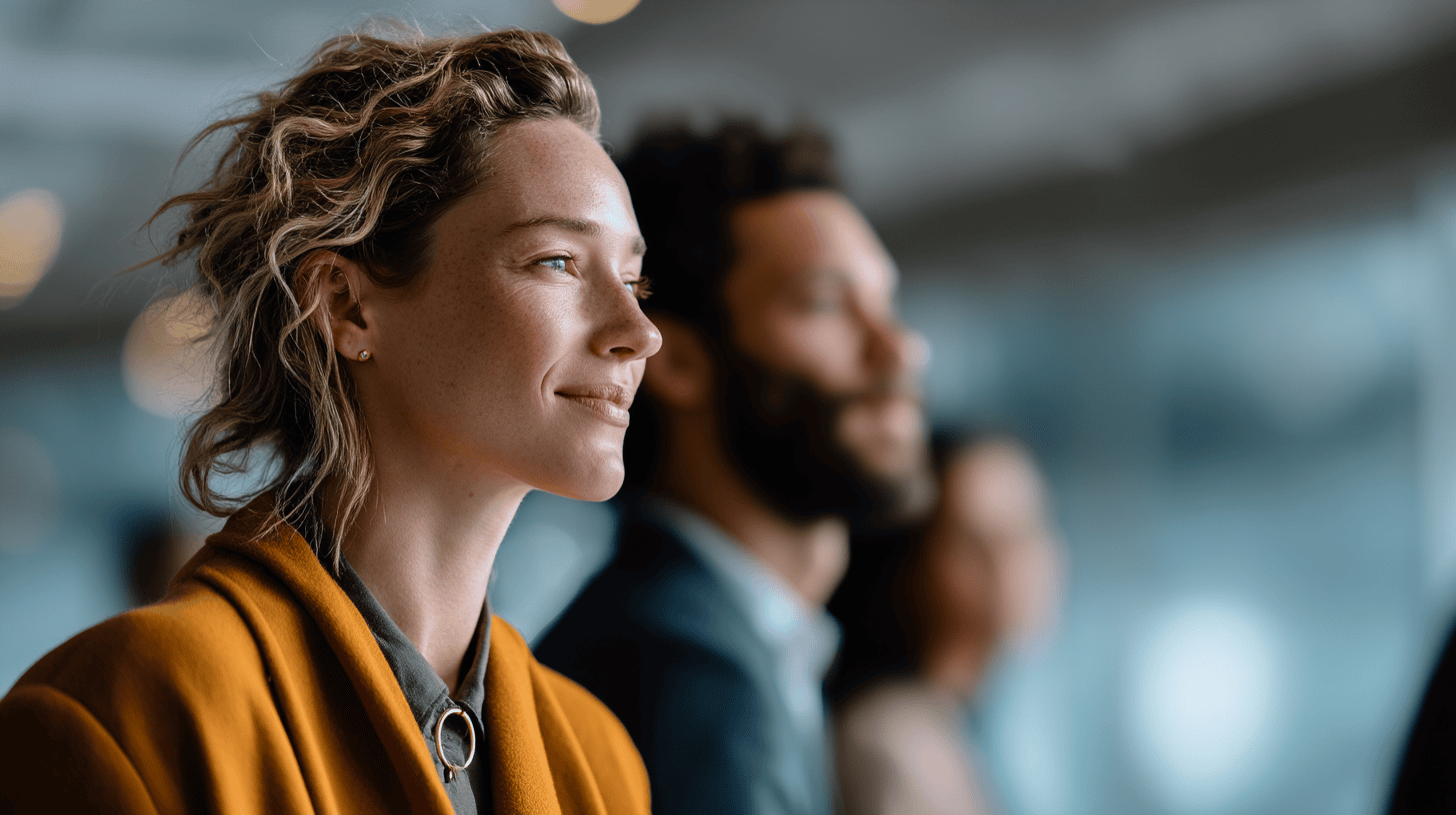 A professional executive participating in a large-scale account-based marketing program, experiencing personalized brand engagement.