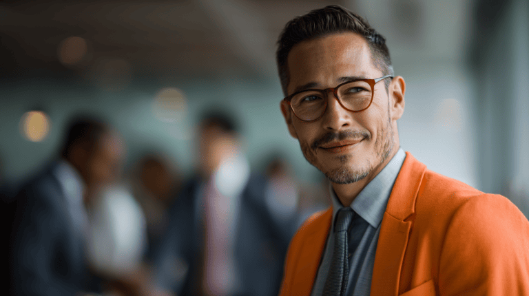 Business meeting with professionals in suits.