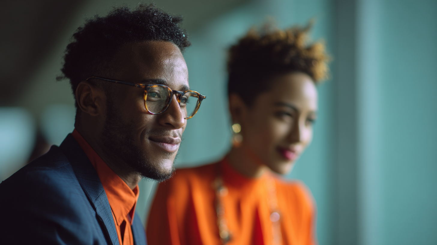 Two individuals in stylish attire.