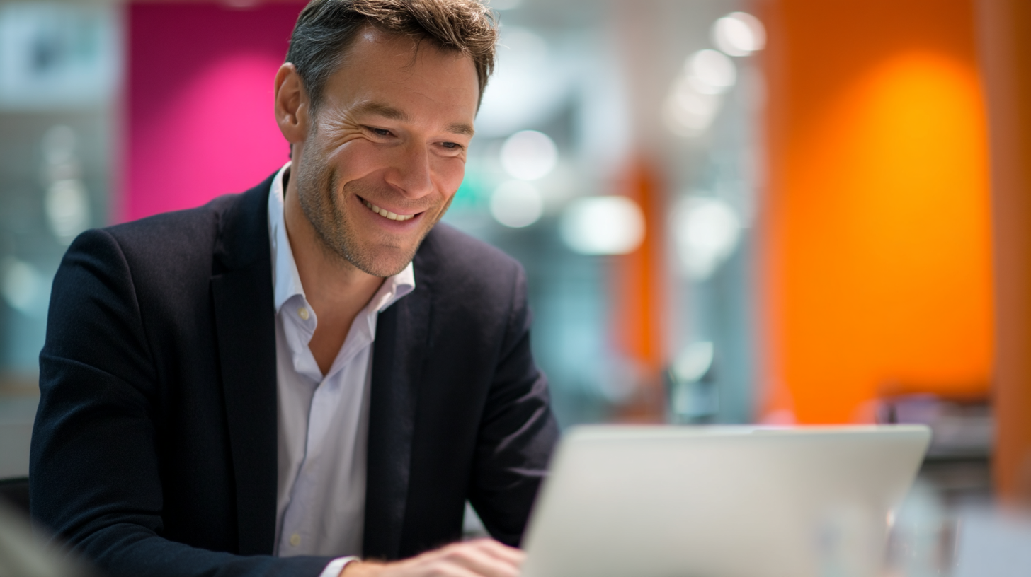Professional man working on laptop.