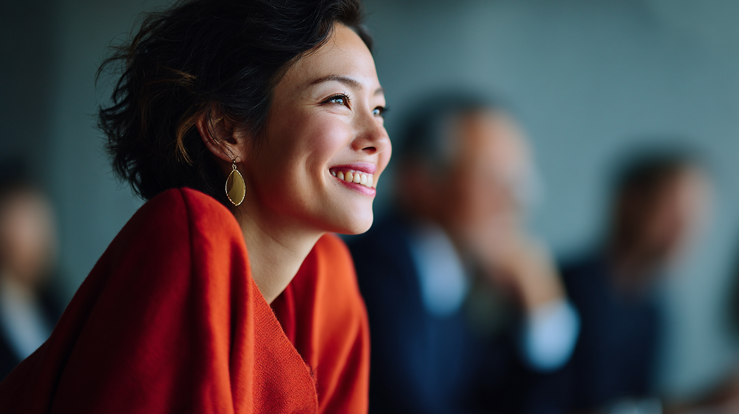 Executives engaged in a discussion.